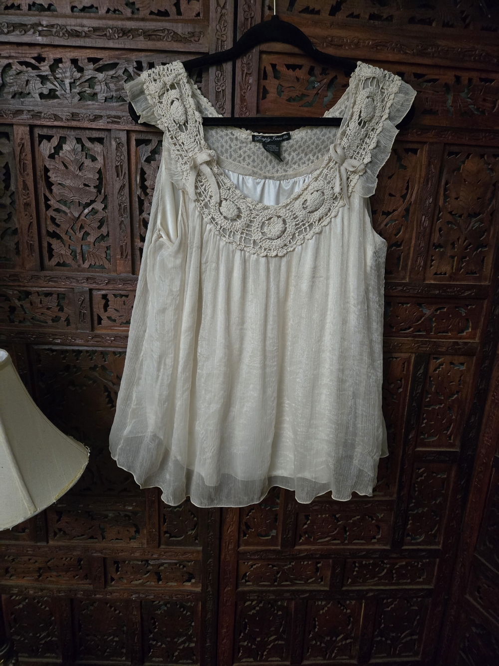 Simply Irresistible Cream Crochet Yoke Sleeveless Camisole